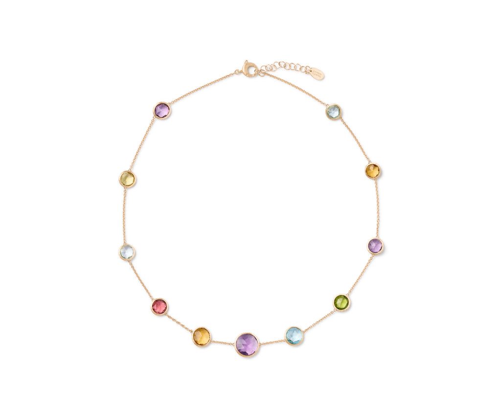 18K Gold Jaipur Color  Short Gemstone Necklace