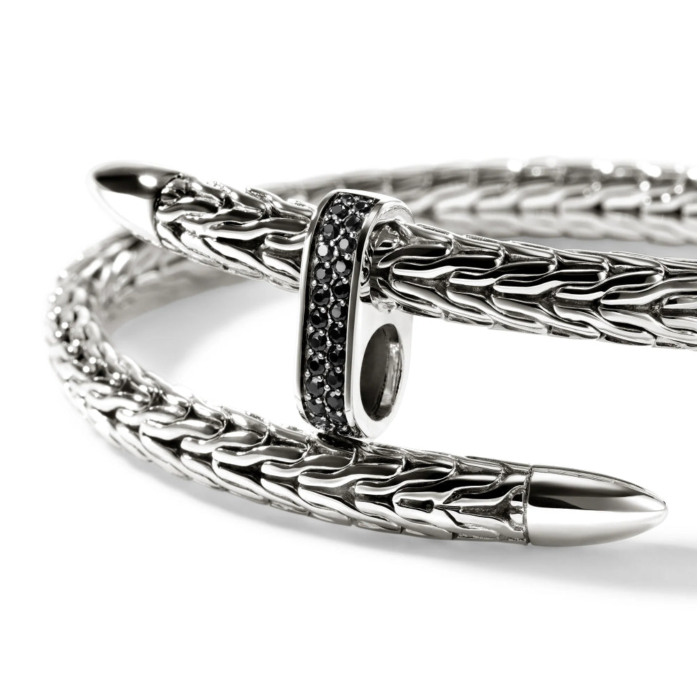 Sterling Silver Spear Flex Black Sapphire Cuff 