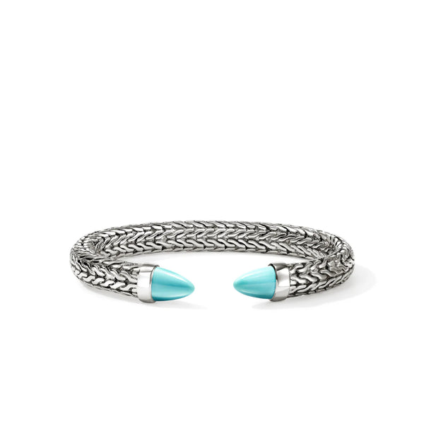 Sterling Silver Spear 50 Flex Cuff 8.9MM Turquoise Bracelet