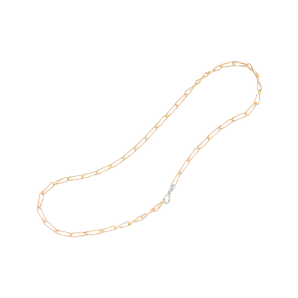 Marrackech Onde 18K Yellow Gold Twisted Coil Link Lariat With Diamond Clasp
