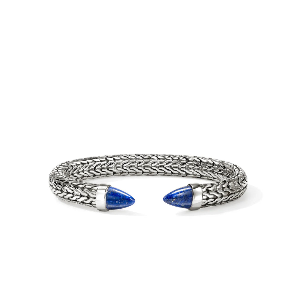 Sterling Silver Spear 50 Flex Cuff 8.9MM Blue Lapis Bracelet