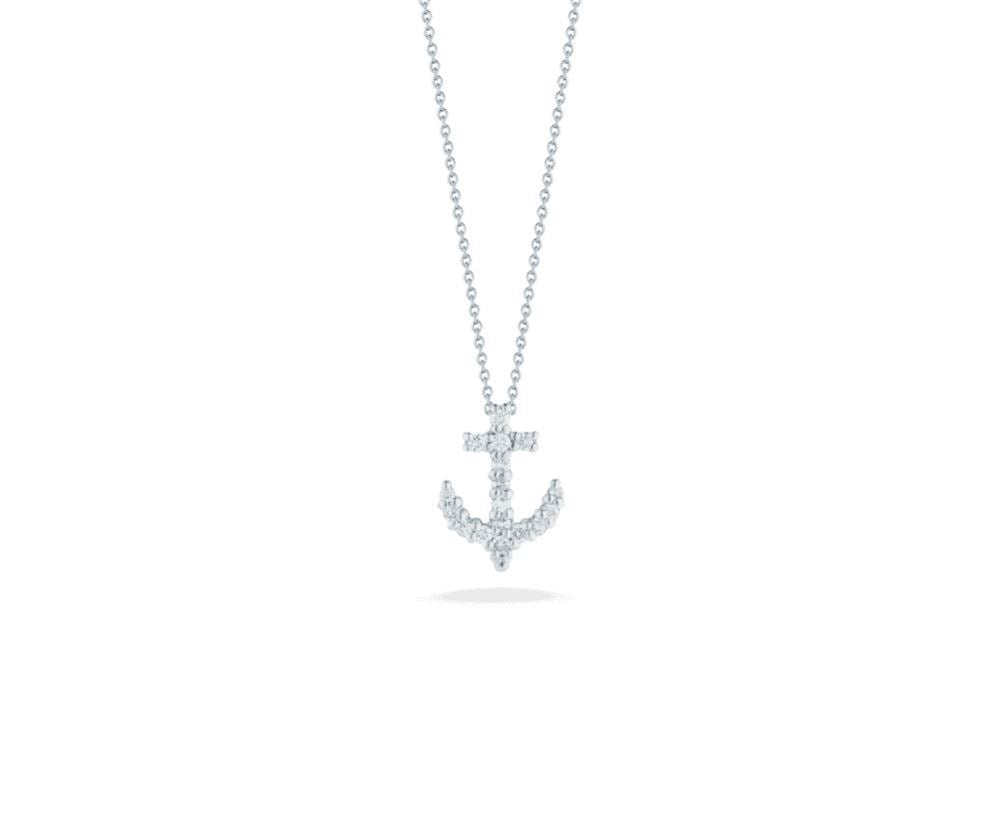 18K Gold Diamond Anchor Necklace