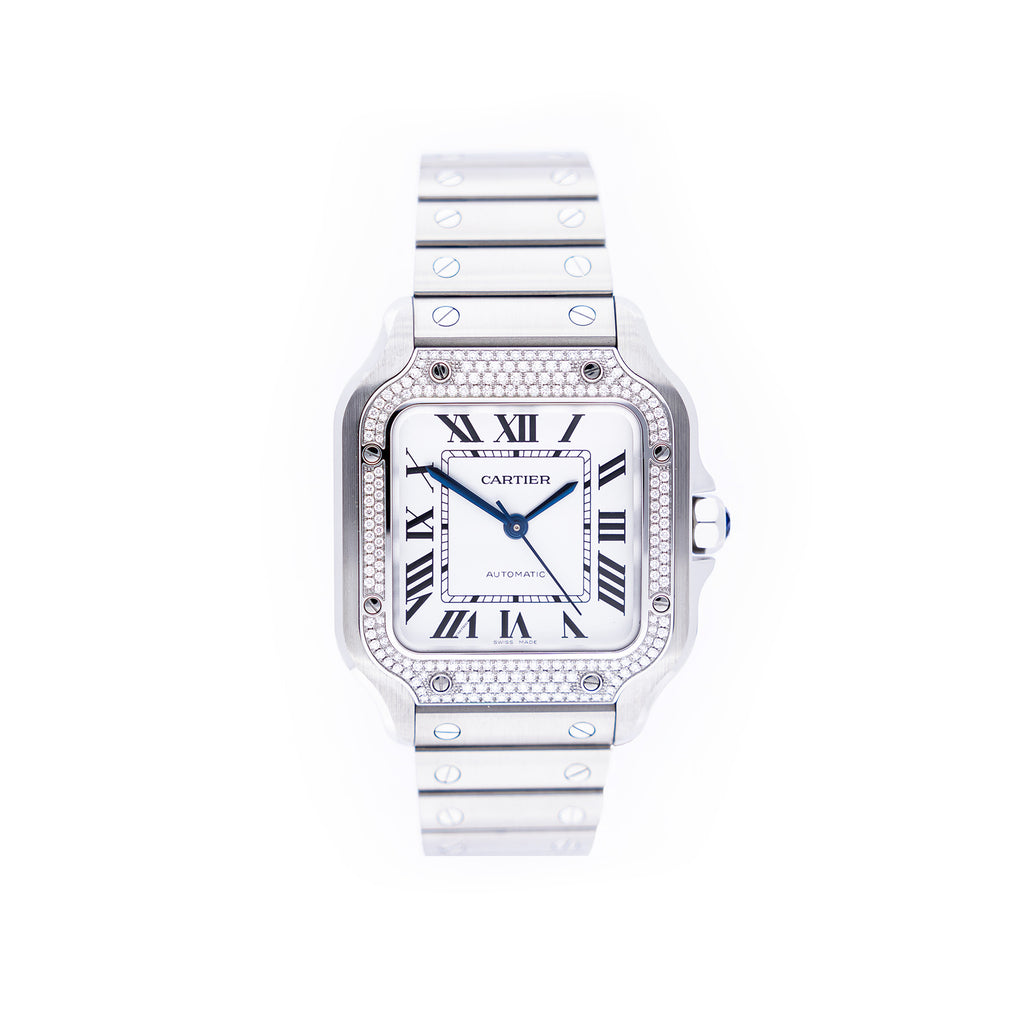 Vintage Cartier Santos De Cartier Diamond 35.1MM Watch
