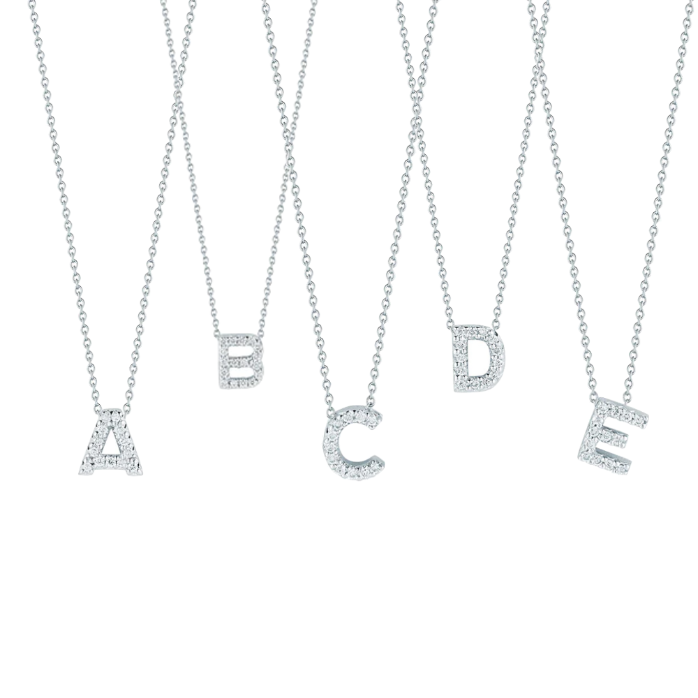 Roberto Coin White Gold Diamond Initial T Necklace 001634AWCHT