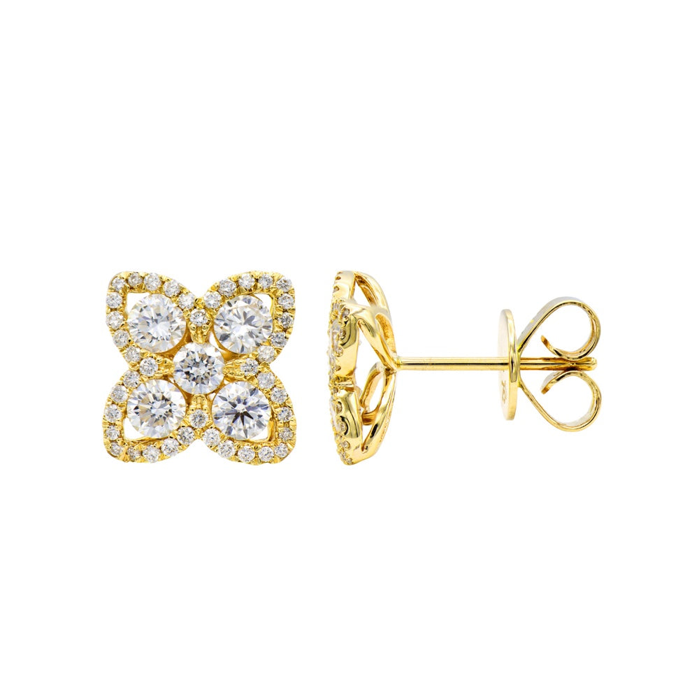 18K Gold Quatrefoil Diamond Earrings