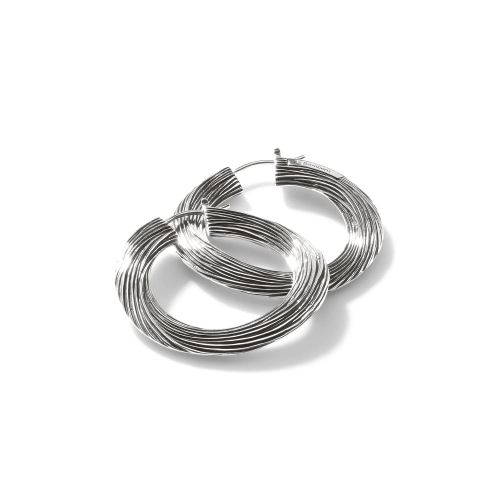 Sterling Silver Bamboo Hoop Earrings