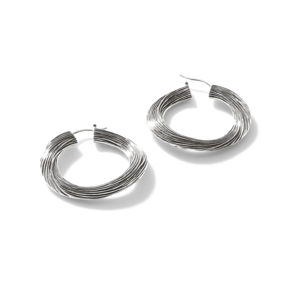 Sterling Silver Bamboo Hoop Earrings