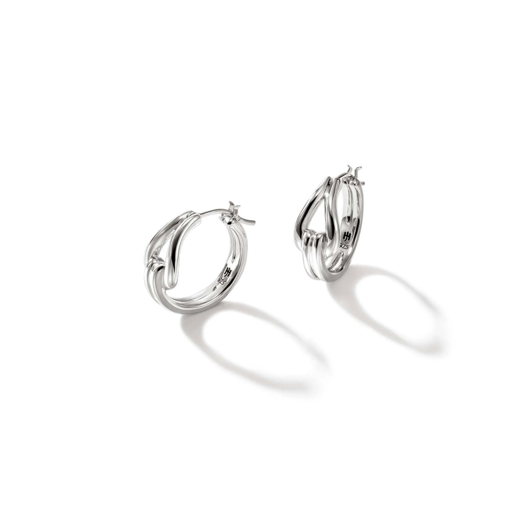 John Hardy Sterling Silver Surf Small Hoop Earrings 