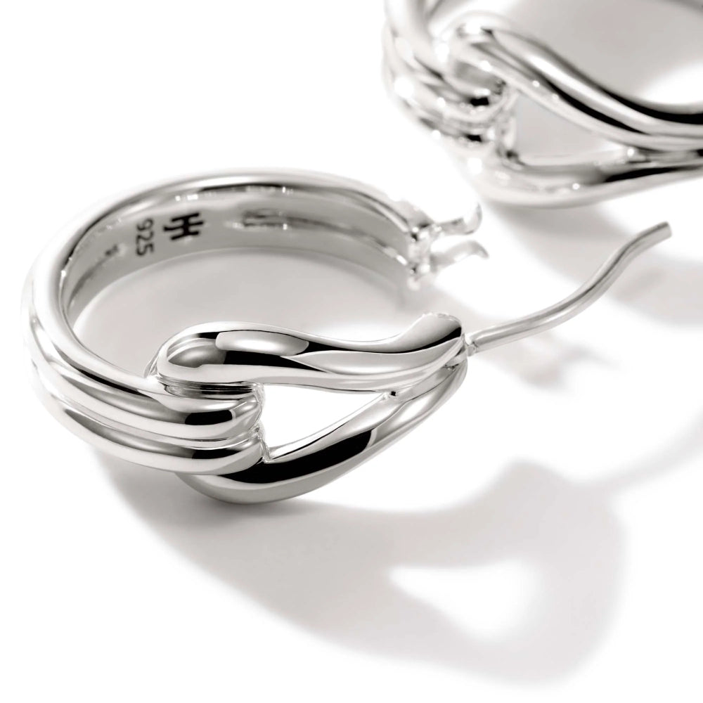 John Hardy Sterling Silver Surf Small Hoop Earrings 