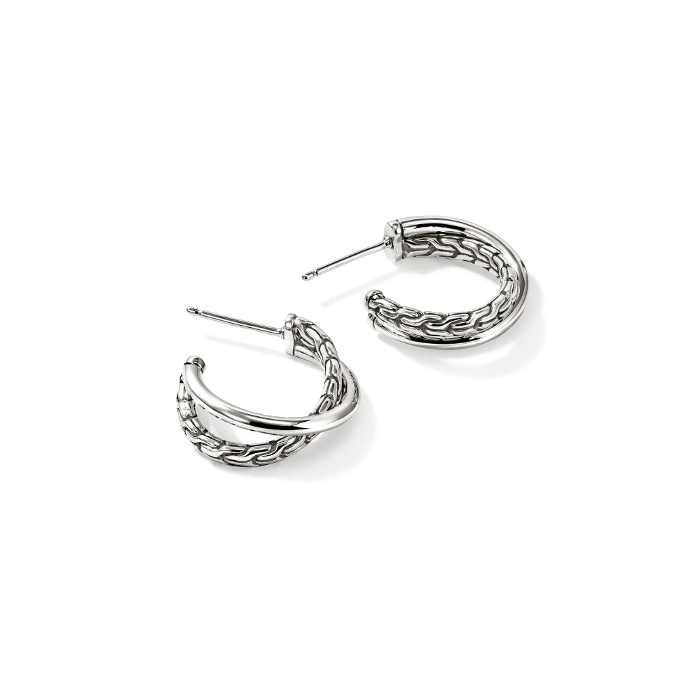 Sterling Silver Essentials Crossover Earrings