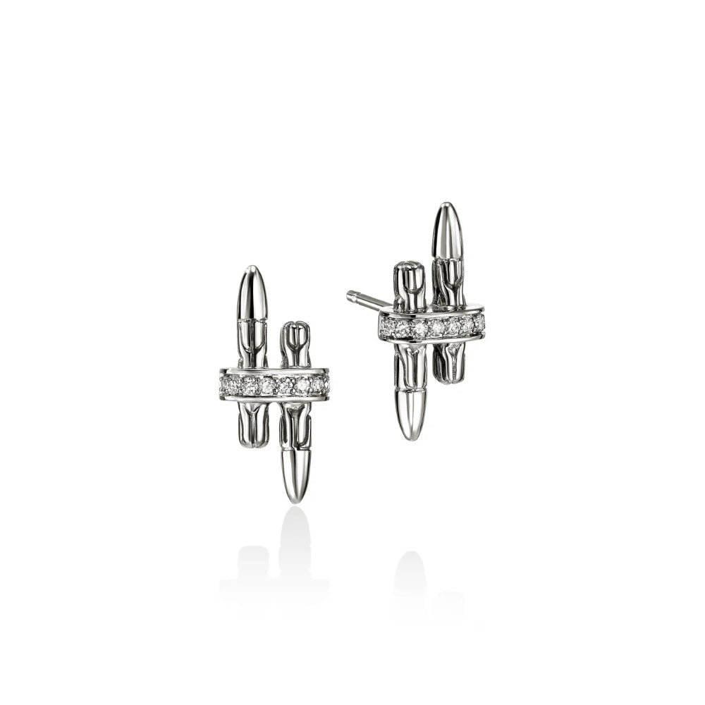 Sterling Silver Spear Diamond Stud Earrings John Hardy