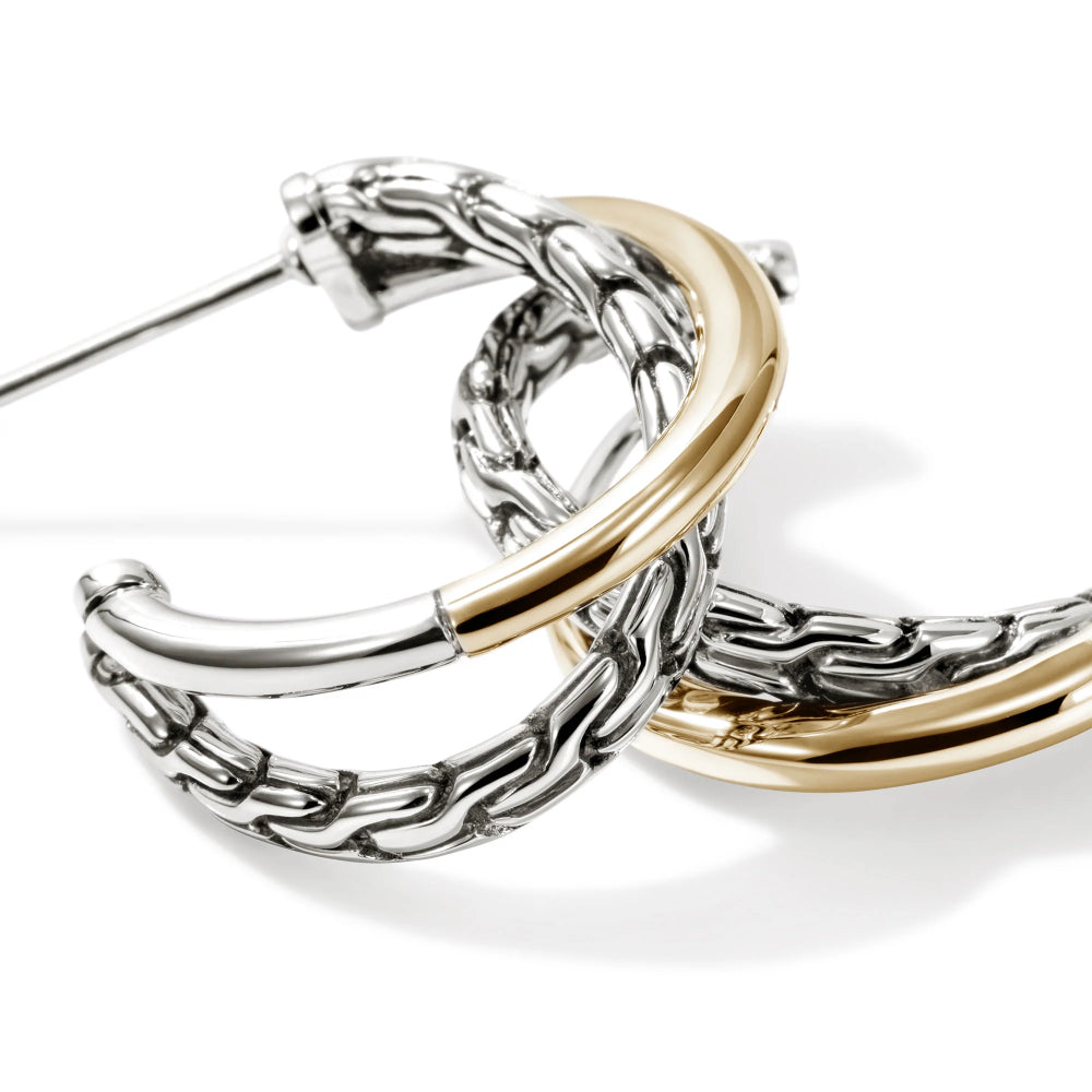 14K Gold & Sterling Silver Essentials Crossover Hoop Earrings