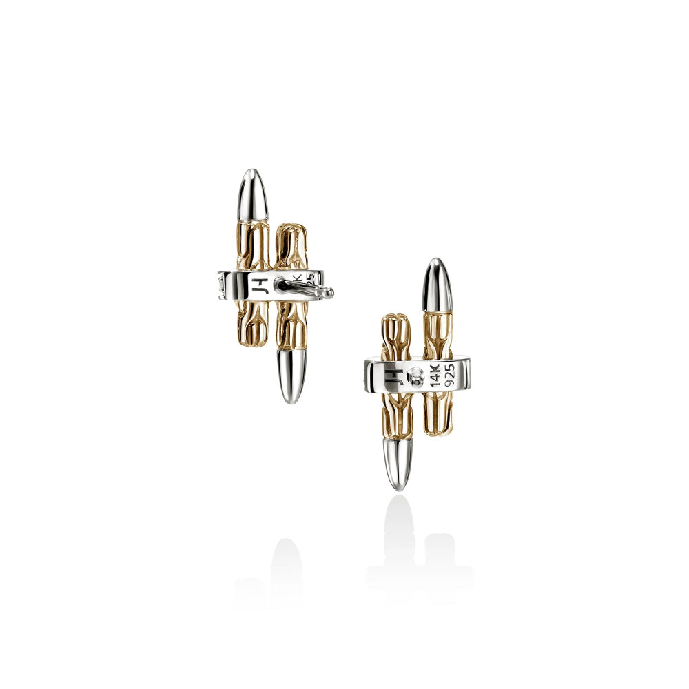14K Gold & Sterling Silver Spear Diamond Stud Earrings