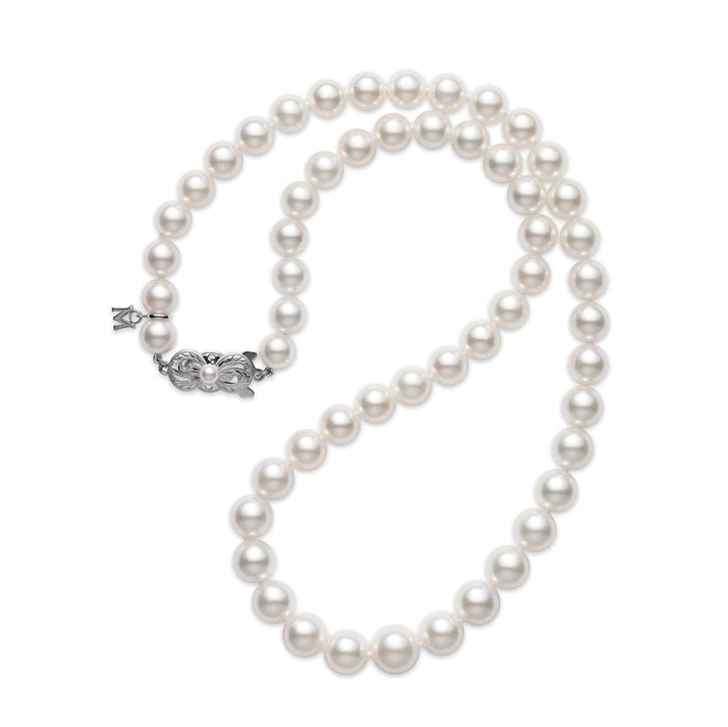 18K Gold Classic Akoya Cultured Pearl Graduated Strand Necklace