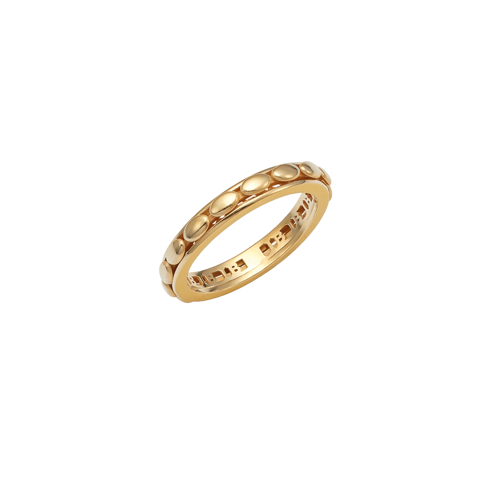 18K Gold IB Rock Oval Pebble Single-Row Spinning Ring