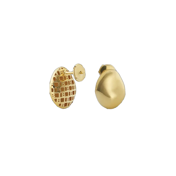 18K Gold IB Essentia Oval Pebble Stud Earrings