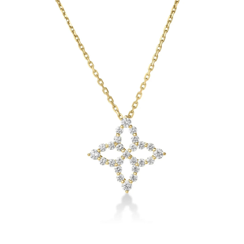 18K Gold Princess Flower Diamond Outline Necklace Roberto Coin
