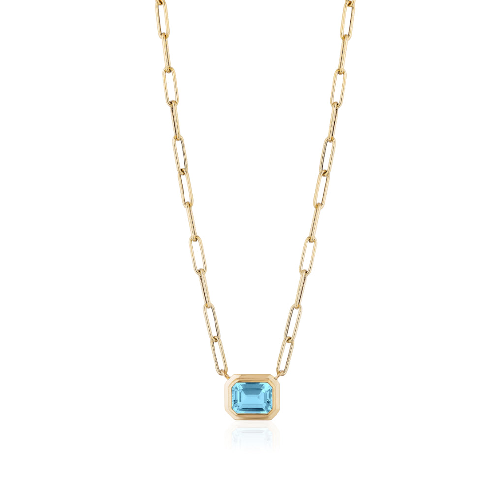 Pendentif Bague Bébé En Or Jaune 18K Avec Topaze Bleue - Provenance Japon, Neuf, Pierre Fine