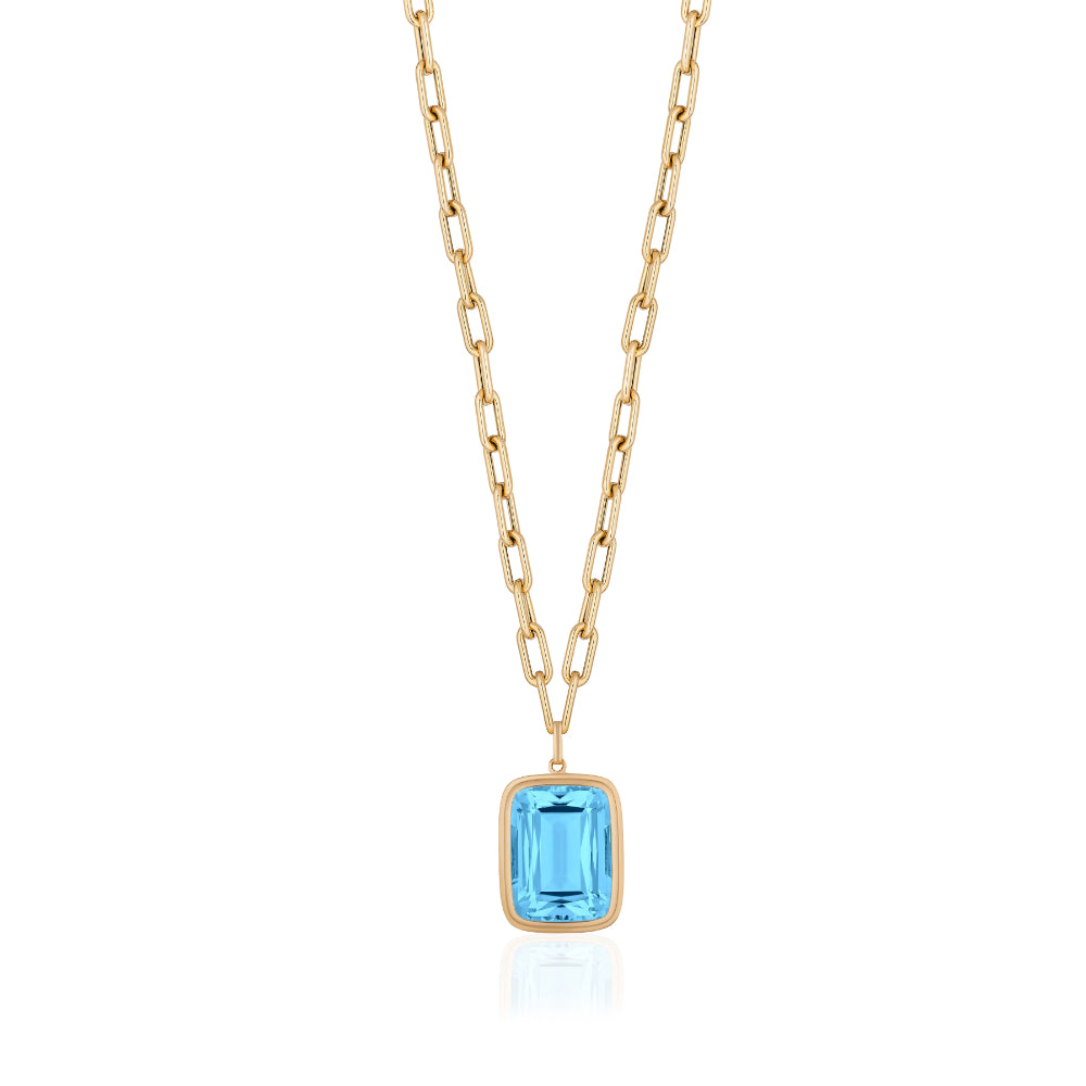 18K Gold Manhattan Blue Topaz Necklace
