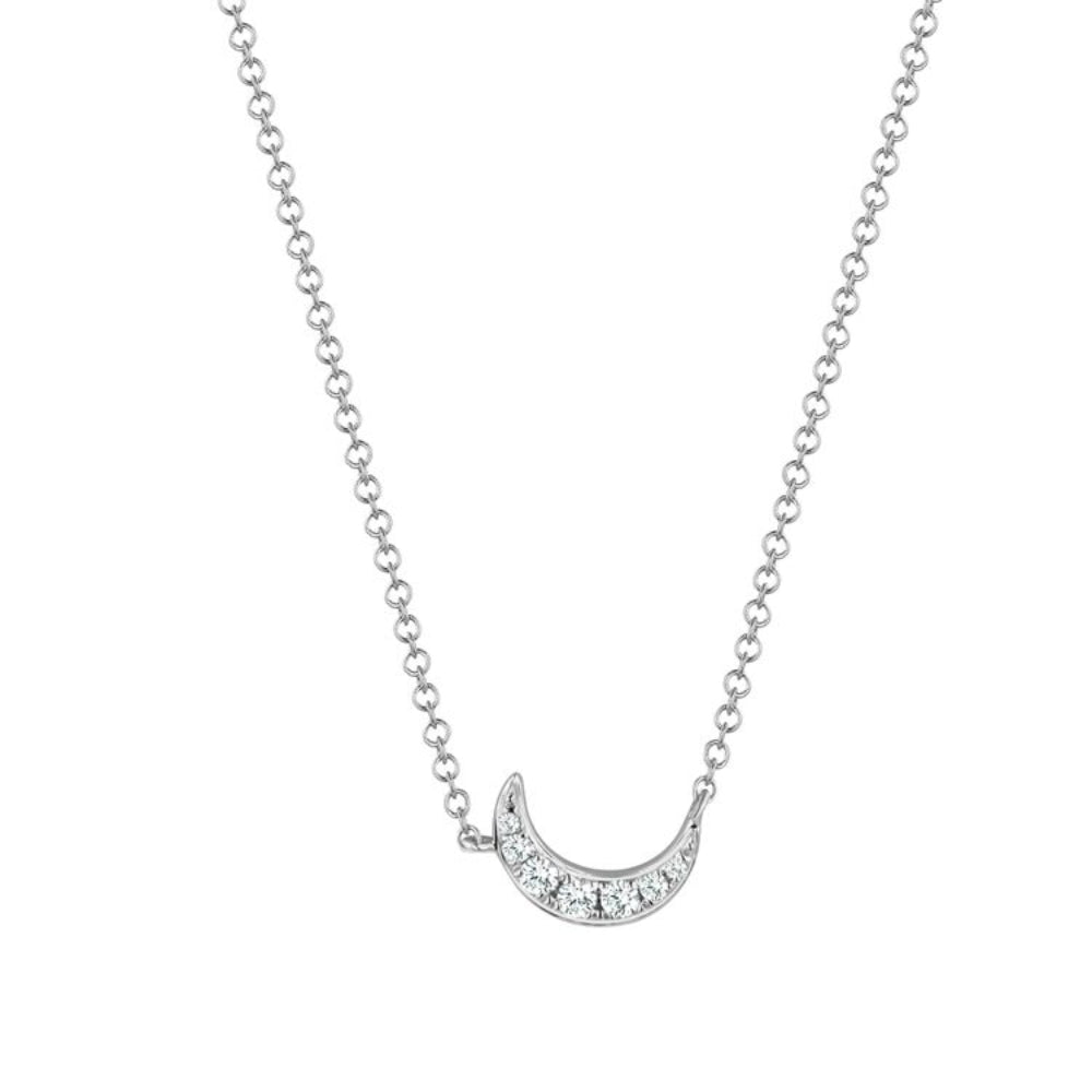 14K Gold Diamond Moon Pendant Necklace
