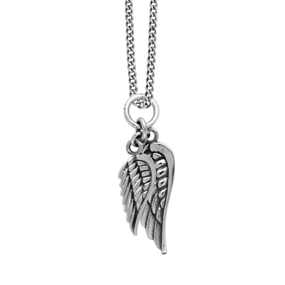Sterling Silver Double Wing Pendant Necklace