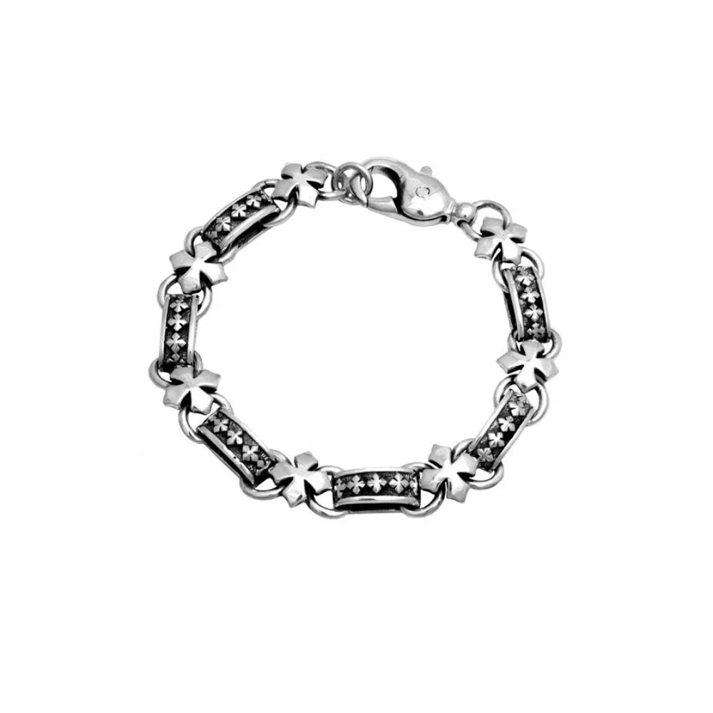 Sterling Silver MB Cross Light Link Bracelet