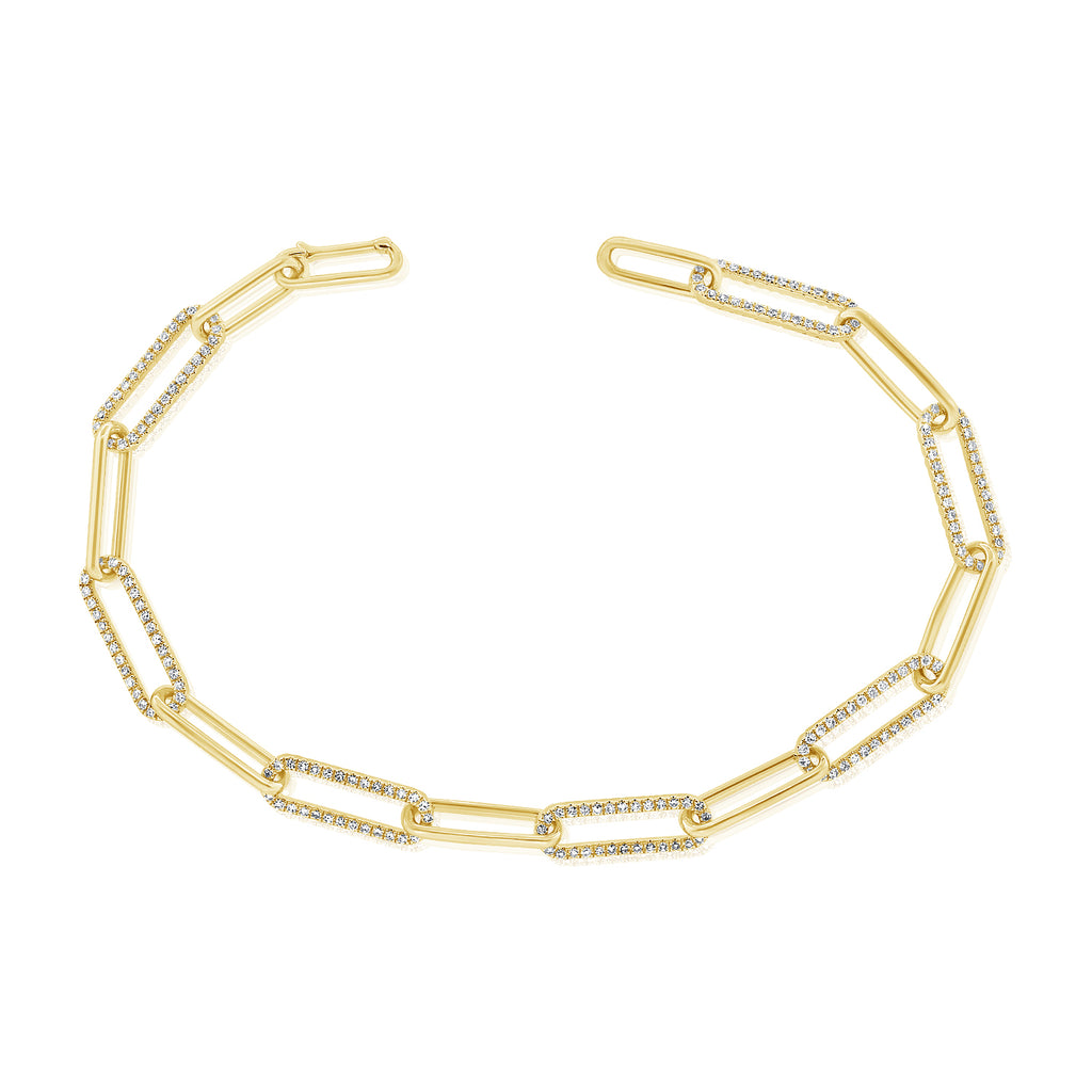 14K Gold Paperclip Link Diamond Bracelet