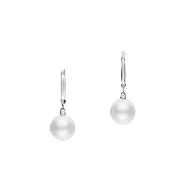 18K Gold Classic White South Sea Cultured Pearl Drop Earrings