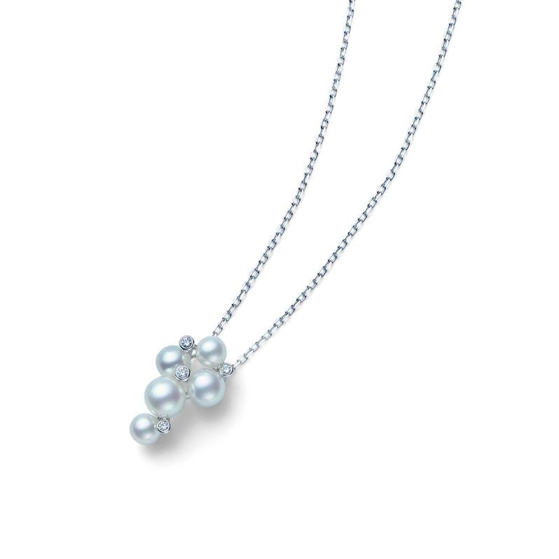 18K Gold Akoya and Diamond Bubbles Pendant