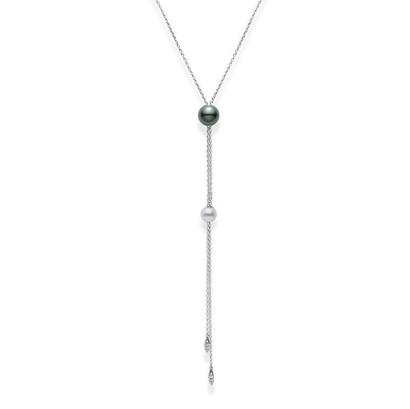 18K Gold Pearls in Motion Multi-Pearl & Diamond Pendant Necklace