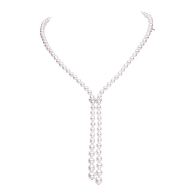 18K Gold Classic Diamond & Akoya Pearl Graduated Convertible Necklace