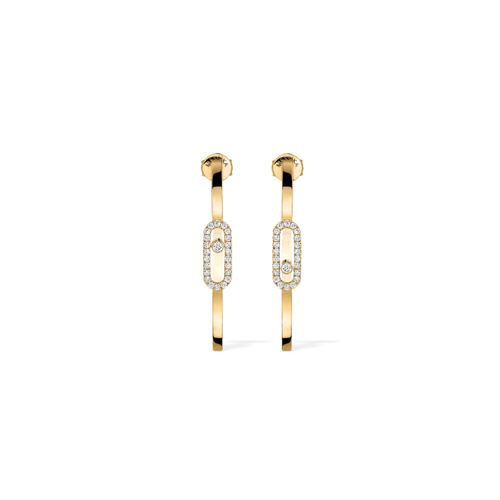 18K Gold Move Uno Diamond Hoop Earrings