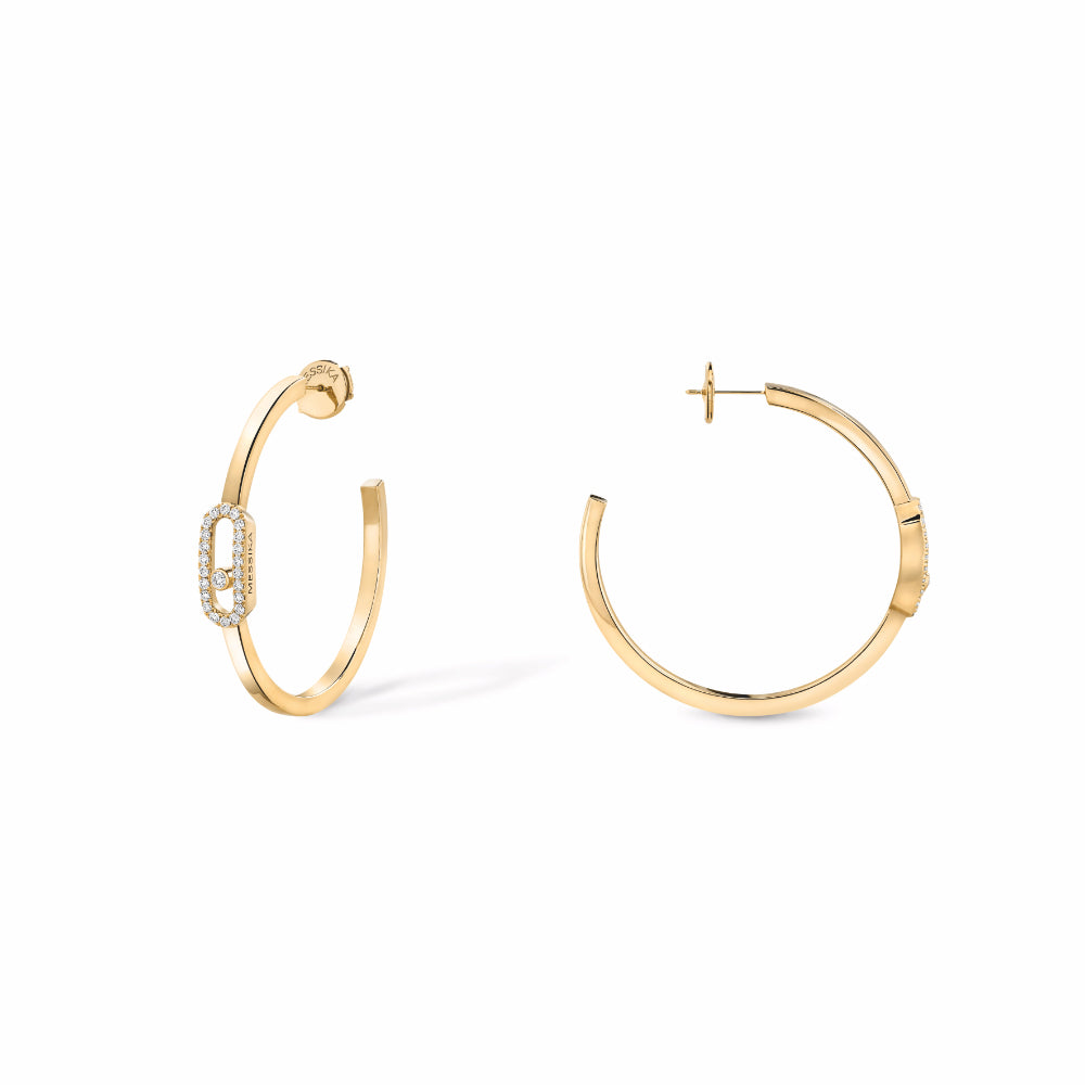 18K Gold Move Uno Diamond Hoop Earrings