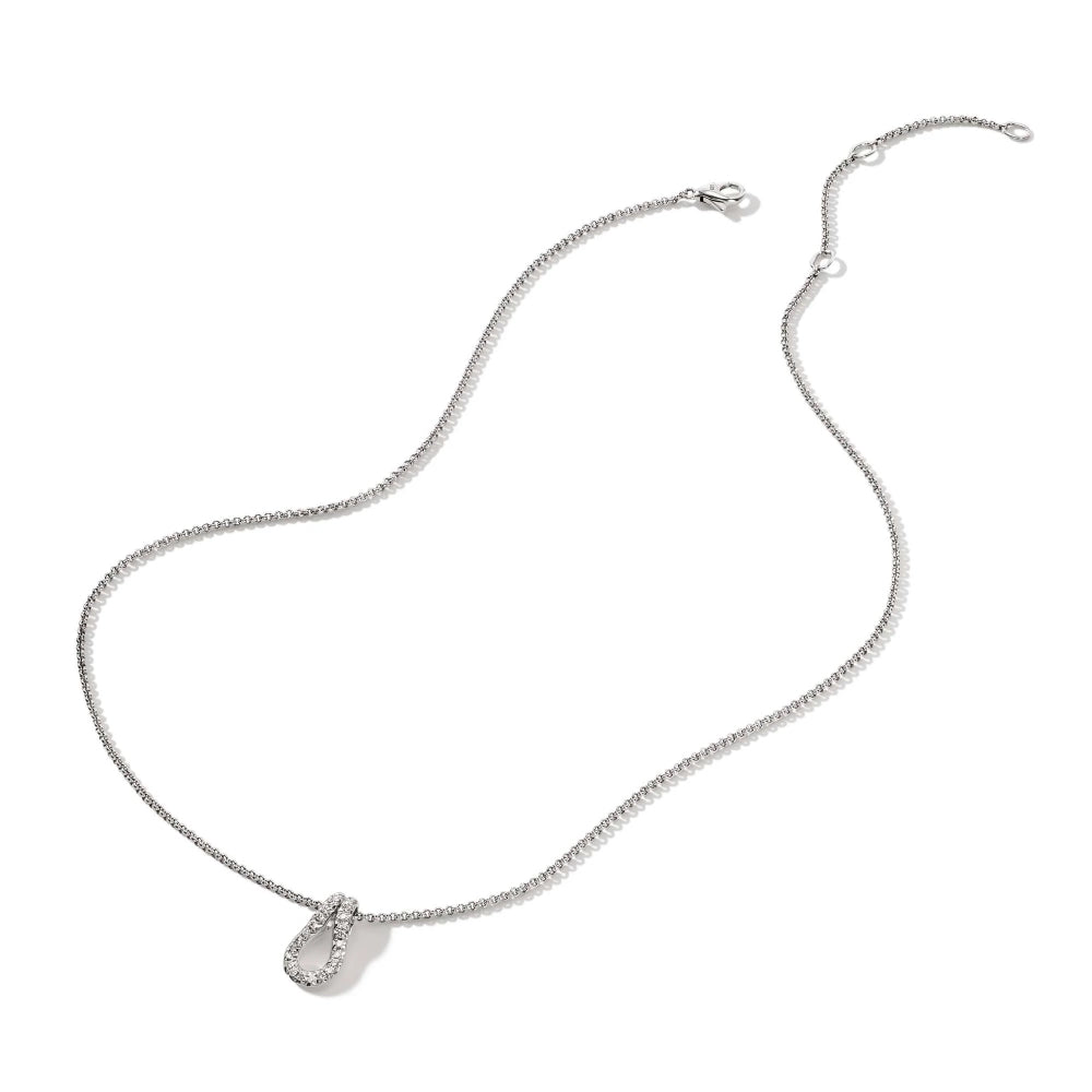 Sterling Silver Diamond Surf Pendant Necklace