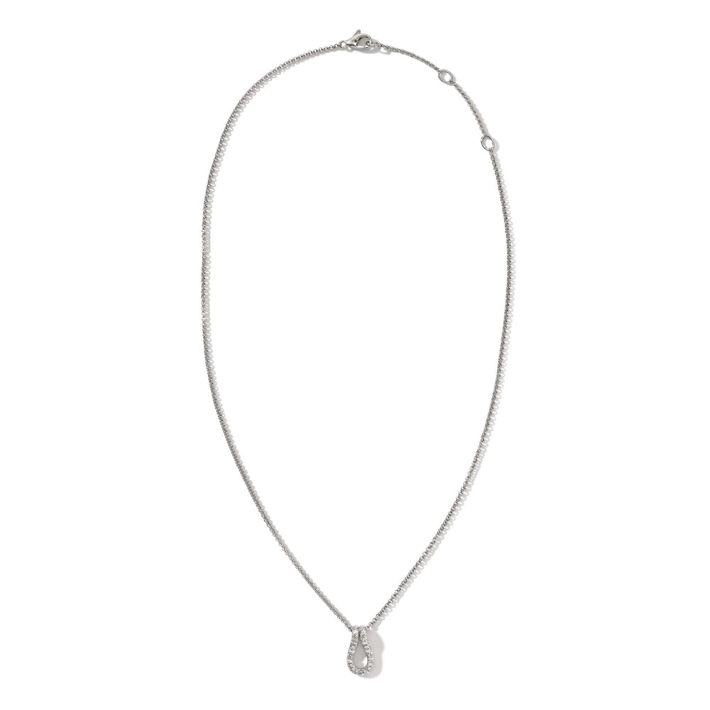 Sterling Silver Diamond Surf Pendant Necklace