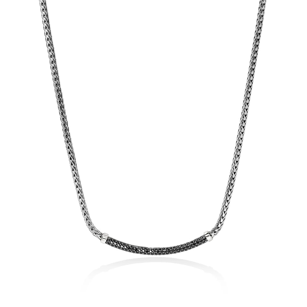 Sterling Silver Essential Pave Black Sapphire Necklace