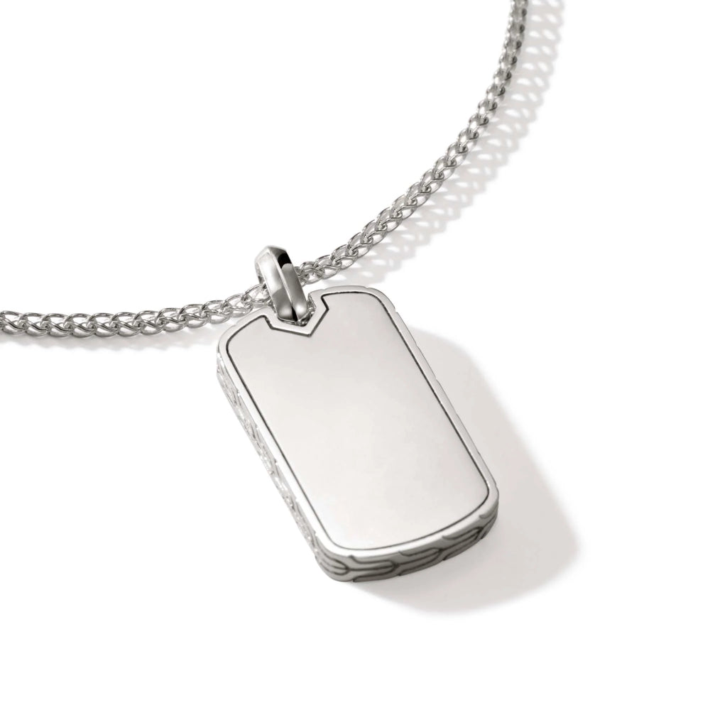 Sterling Silver Tag Pendant 2MM Necklace