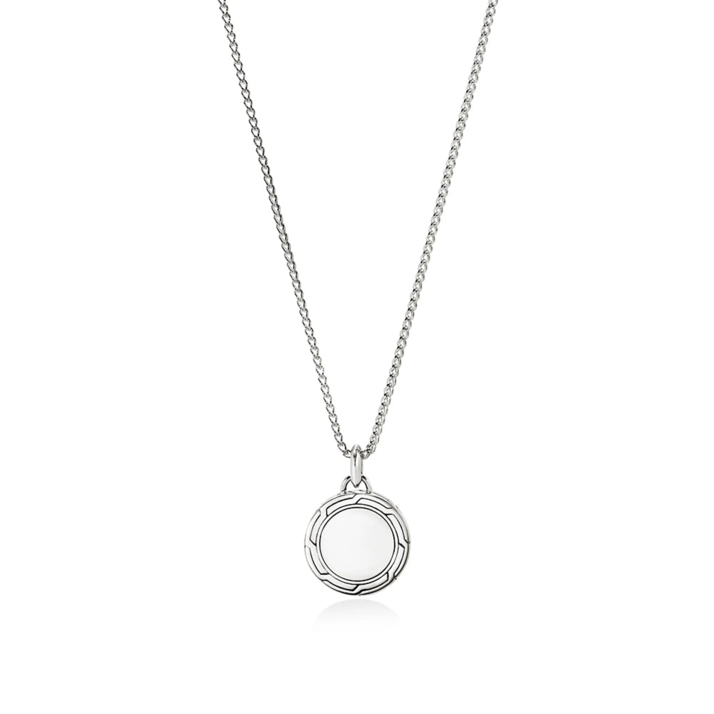 Sterling Silver Round Tag Necklace