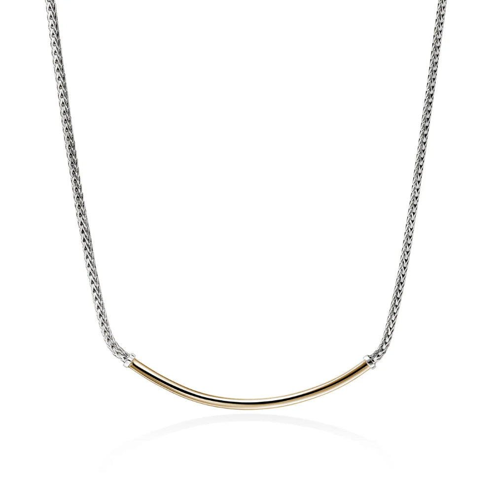 14K Gold & Sterling Silver Essential Station Bar Necklace