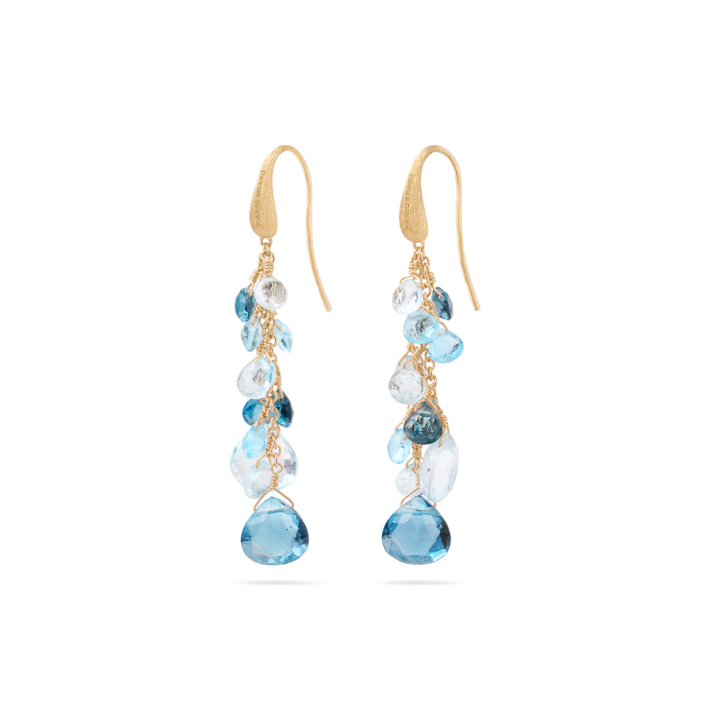 18K Gold Paradise Multi-Strand Topaz Earrings