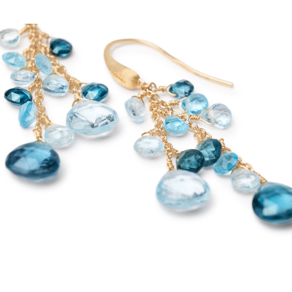 18K Gold Paradise Multi-Strand Topaz Earrings