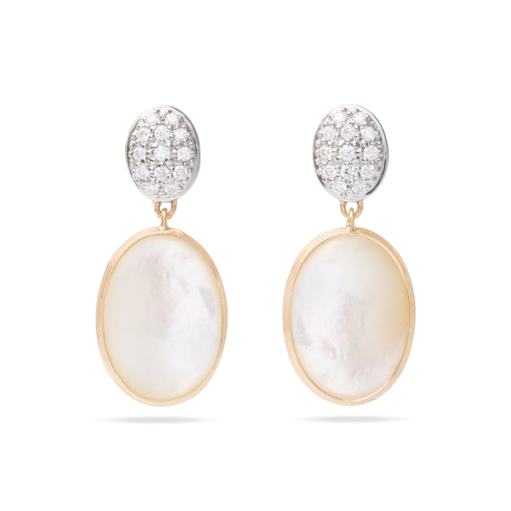 18K Gold Siviglia Mother of Pearl and Diamond Drop Earrings