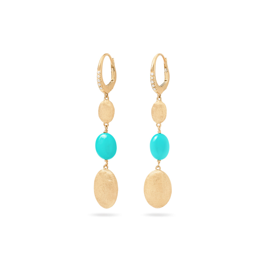 18K Gold Siviglia Turquoise & Diamond Drop Earrings