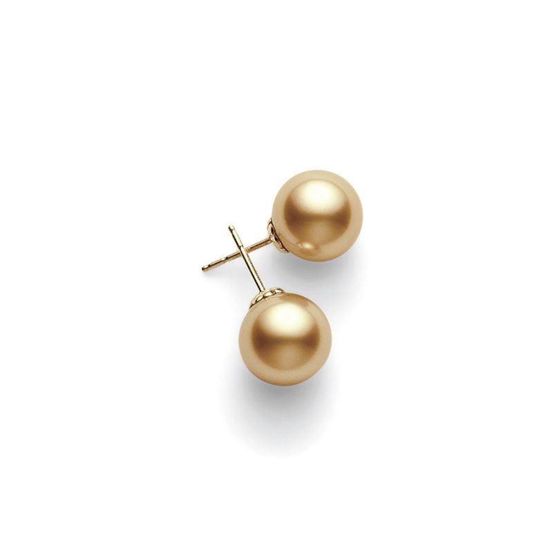 18K Gold Classic Golden South Sea Cultured Pearl Stud Earrings