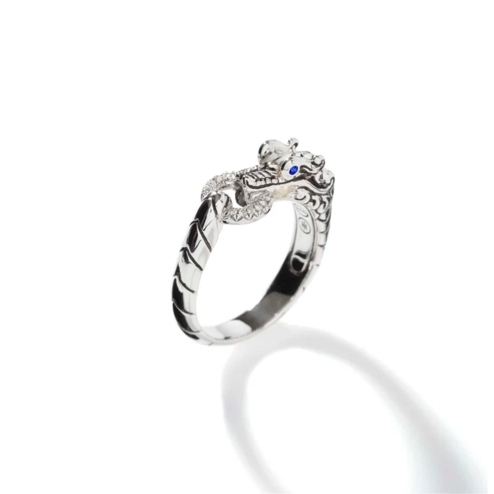 Sterling Silver Naga Sapphire & Diamond Ring