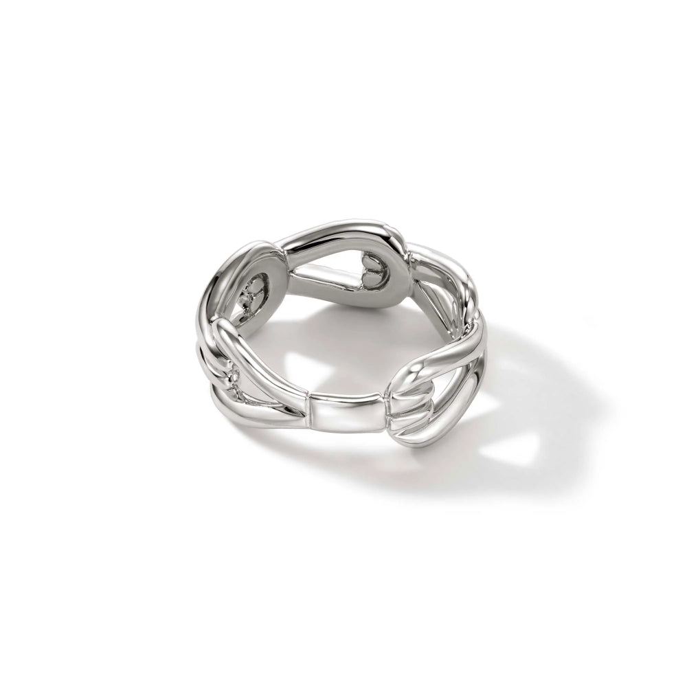 Sterling Silver Diamond Surf Link Ring 