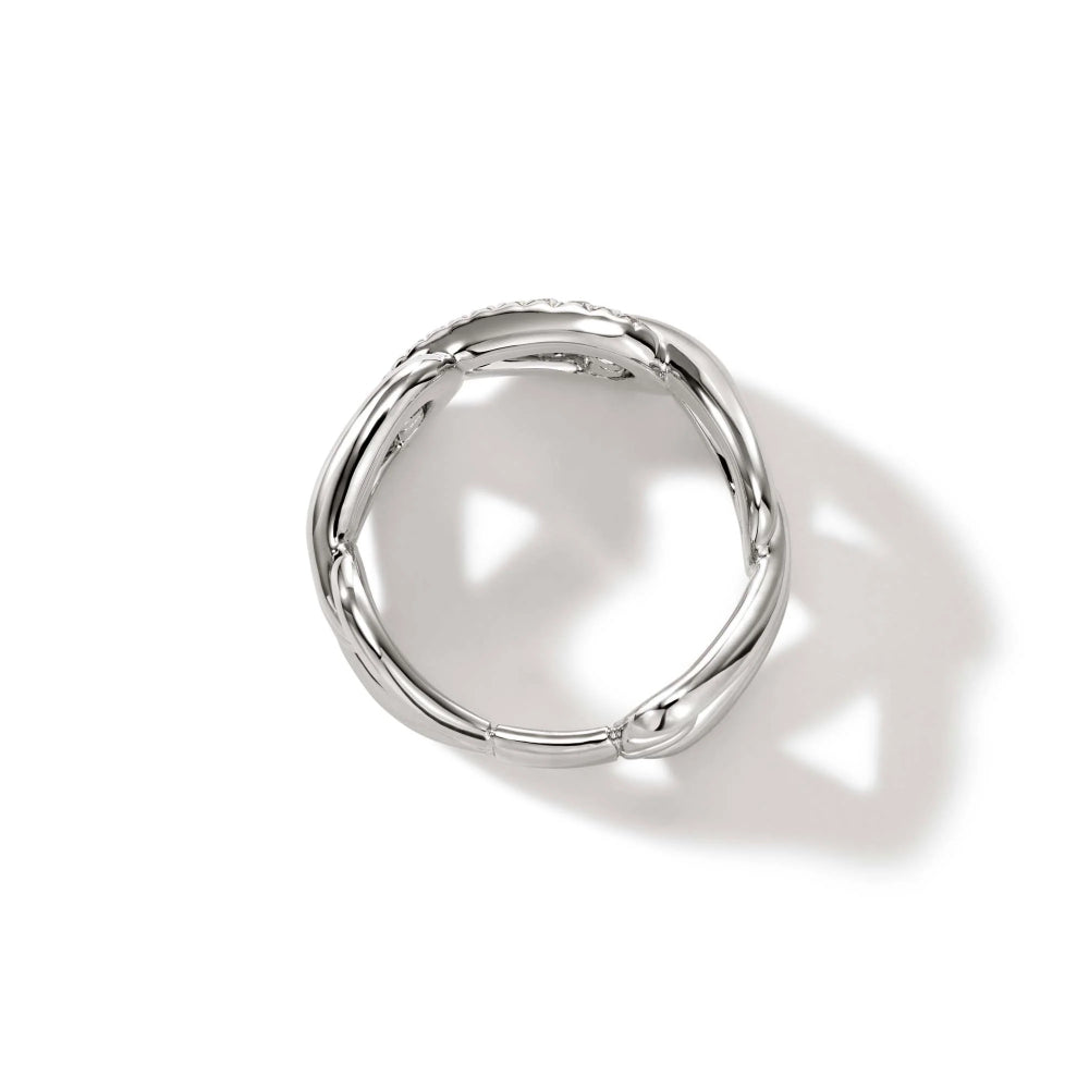 Sterling Silver Diamond Surf Link Ring 