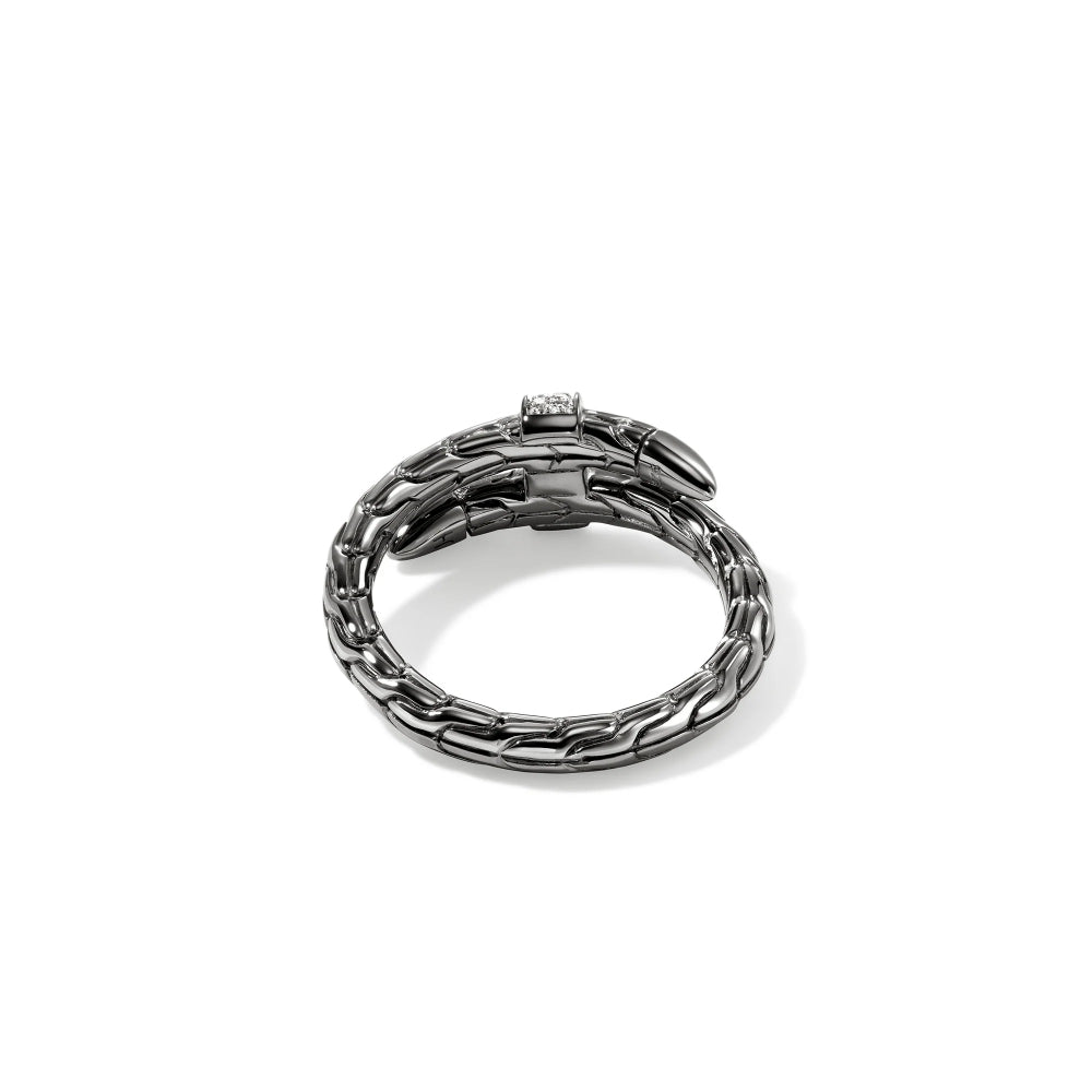 Dark Sterling Silver Diamond Spear Ring