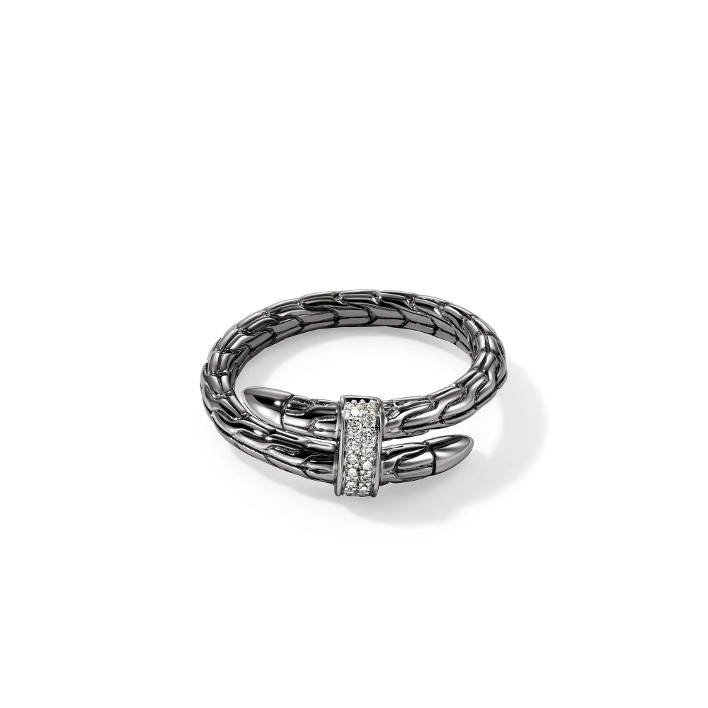 Dark Sterling Silver Diamond Spear Ring