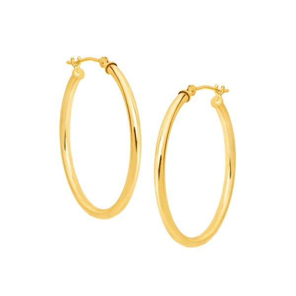 14K Gold 30MM Polished Hoop Earrings